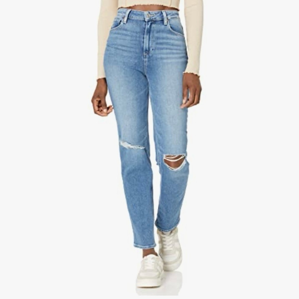 PAIGE Stella High Rise Straight Leg Jeans in Filmore Destructed Wash Size 26